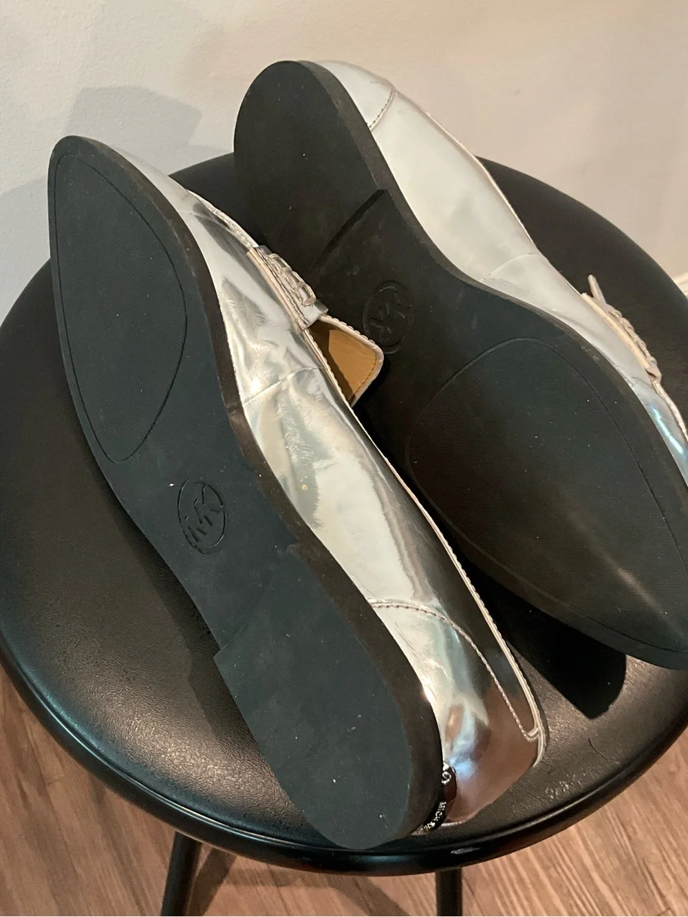 Michael Kors Metallic Silver Penny Loafers